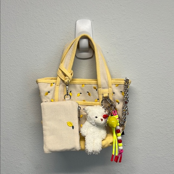 Madden Girl | Lemon Print Mini Tote w/ Charms, Wristlet and Crossbody Strap 🍋 - Picture 1 of 13